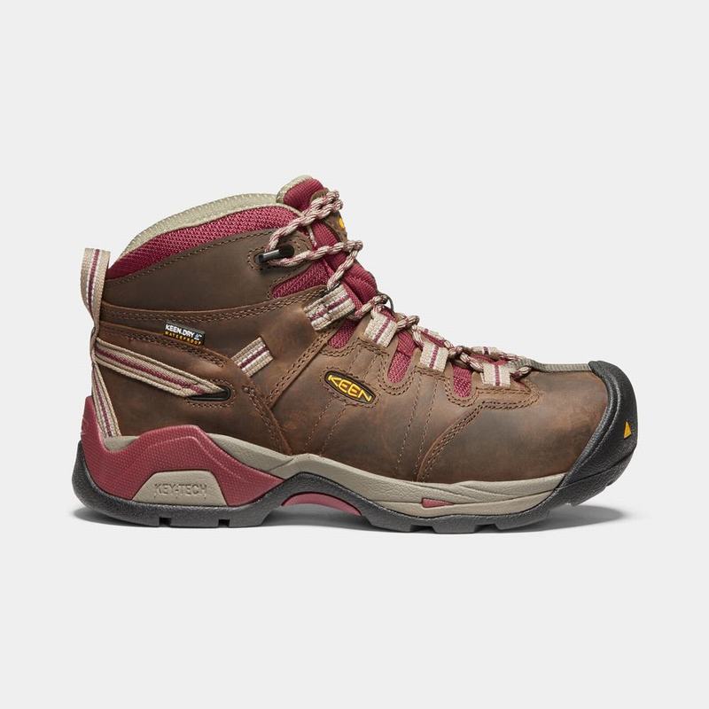 Keen Detroit Xt Mid Waterproof Steel Toe - Kadın Iş Botu - Kahverengi/Kırmızı - Turkey (971053TRY)